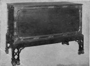 Lifting lid Chest on Detached Stand, Pierced Fret Legs.