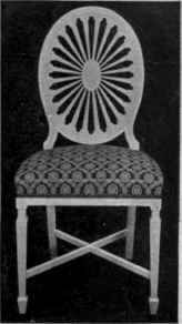 Painted Oval Wheel back, Square Tapered Legs, Spade Feet, Saltire Stretchers.