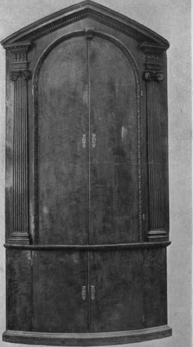 QUEEN ANNE MAHOGANY CORNER CUPBOARD EXAMPLE OF ARCHITECTS' FURNITURE.