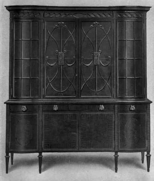 SHERATON INLAID MAHOGANY BOOKCASE OR CABINET.
