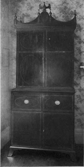 SHERATON INLAID MAHOGANY BUREAU BOOKCASE OR SECRETARY.