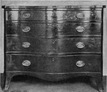 Serpentine Front, French Feet, Shaped Apron, Cock beaded Drawers.