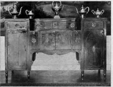 Straight Front Sideboard, Deep Ends, Short Turned Legs, American Type.