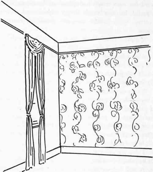 Modern decorating practice does not insist upon all four walls being done in the same manner or with the same covering