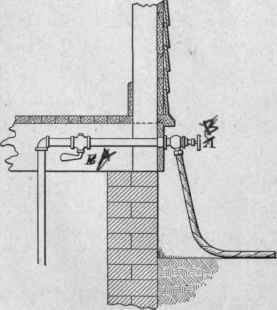 Fig. 75.   Sill cock in place attached to the water pipe.