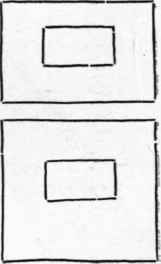 Fig. 65. The upper arrangement of spaces is good because it conforms to the proportions of the picture. The lower one is not good because the square frame is out of harmony with the long picture.