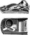 Knuckle joint block plane, showing patent throat adjustment.
