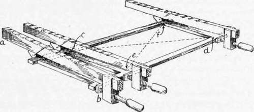 Fig. 168.   Threefold Screen   Gluing and Squaring by Diagonals.