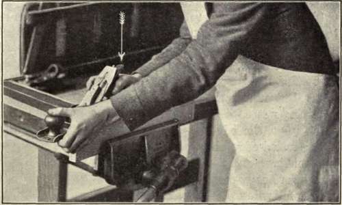 Fig. 61.    Ending the Stroke with a Jack Plane.