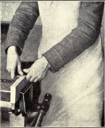 Fig. 84.  Method of Grasping Scraper when Working upon an Edge.