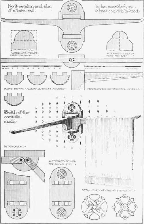 Fig. 12. An adjustable towel rail to be made in teak, sycamore, or American whitewood.