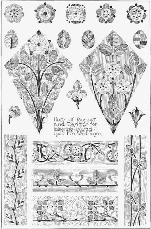 Fig. 3. Various designs for inlaying based upon the Wild Rose.