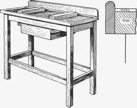 Fig. 4. An oilstone table with zinc lined top.
