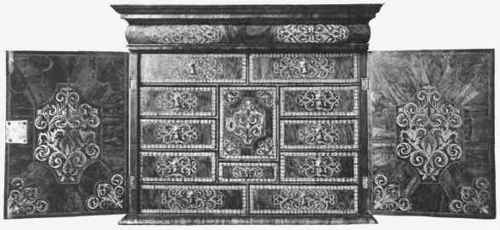 Fig. i. Part of a Dutch cabinet showing marquetried floral ornament.
