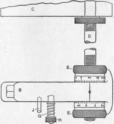 Fig. 165.   Plan of Micrometer Stop Attachment for Cross Feed of Lathes.