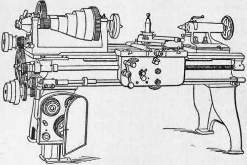 Fig. 223.   18 inch Swing Engine Lathe built by the F. E. Reed Company.