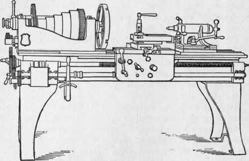 Fig. 230.   18 inch Swing Engine Lathe, built by P. Blaisdell & Co.