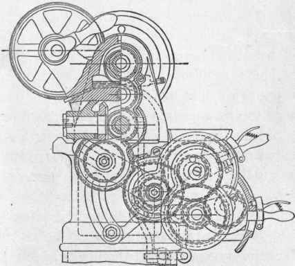 Fig. 235.   End Elevation of the 24 inch Hendey Norton Lathe.