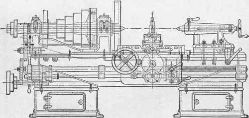 Fig. 244.   Complete Design of the 24 inch Le Blond Lathe.