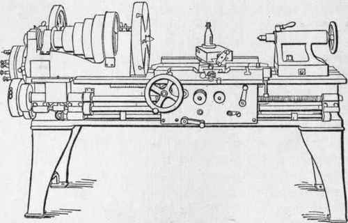 Fig. 251.   18 inch Swing Engine Lathe built by the Hamilton Machine Tool Company.