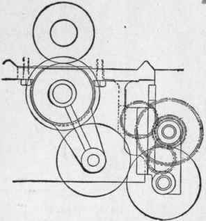 Fig. 270.   End Elevation of Gear Connections of Prentice High Speed Lathe.