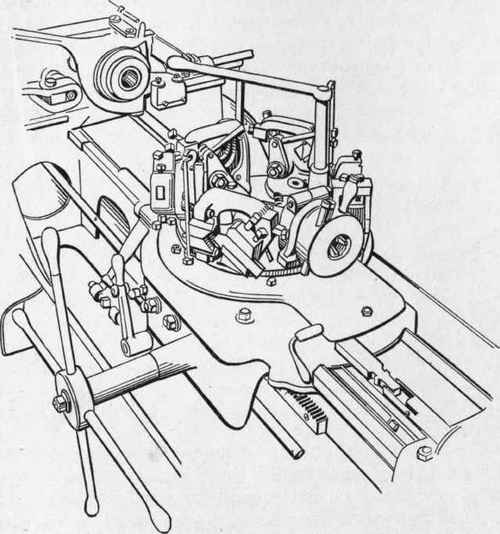 Fig. 287.   Top View of Turret Parts of Jones & Lamson Flat Turret Lathe.
