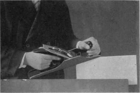 Fig. 17. Holding the Plane at an Angle to Cut a Chamfer.