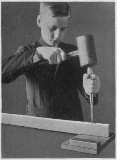 Fig. 19. Position of Chisel and Mallet for Mortising.