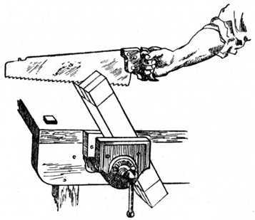 Fig. 179.   How to Saw the Tenons   First Operation.