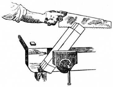 Fig. 180.   Second Operation in Sawing Tenons.