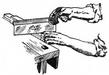 Fig. 182.   Sawing away Waste Material.