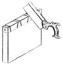 Fig. 281.   Sawing the Drawer Side.