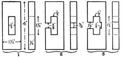 Fig. 390.   The Three Parts, with Sizes marked.