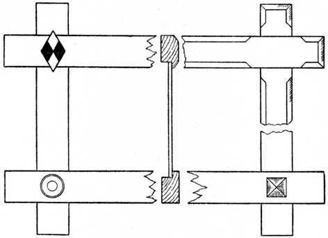 Fig. 61   (A).   Oxford Frame with Halved Joints.  (Four alternative corner treatments are given.)