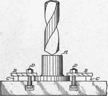 Fig. 181. Work Clamped to Table by Straps for Accurate Hole Drilling