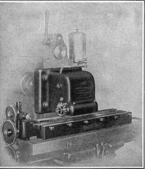 Fig. 246. Rack Cutting Attachment on Milling Machine Courtesy of Brown and Sharpe Manufacturing Company, Providence, Rhode Island