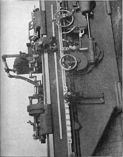 Fig. 328. Norton Grinding Machine Grinding Crank Shaft Courtesy of Norton Grinding Company, Worcester, Massachusetts