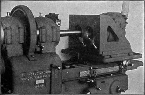 Fig. 335. Grinding Gas Engine Cylinders. Same Set Up as Fig. 334, Showing Holding Jig