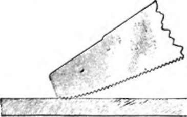 The teeth of a rip saw