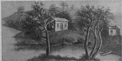First houses in Grand Rapids, Mich. Located on river hank.