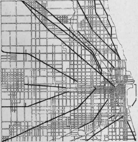 Map of Chicago, Showing the Surviving Turnpikes.