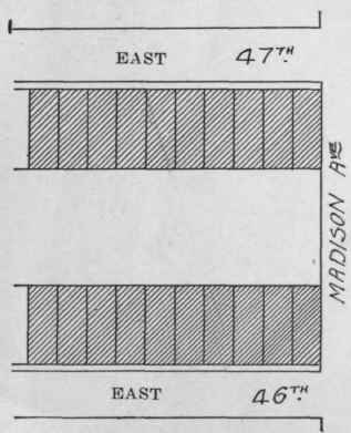 Old utilization of high class residence block. (Shaded surfaces represent houses.) New York.