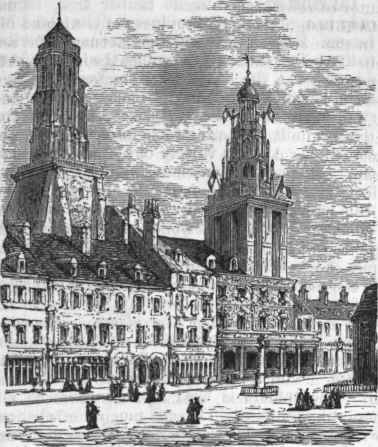 The Place d'Armes, with the Hotel de Ville and Lighthouse.