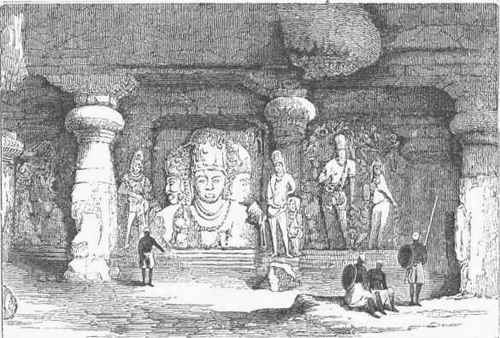 Triad Figure, interior of Temple at Elephanta.