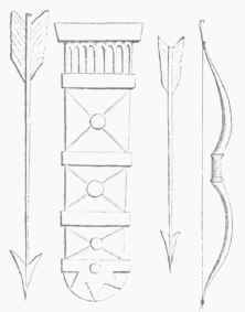Egyptian Bow. Quiver, and Arrows.