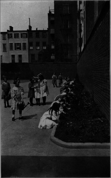A Group Of Girls At Work In A School Flower-Garden