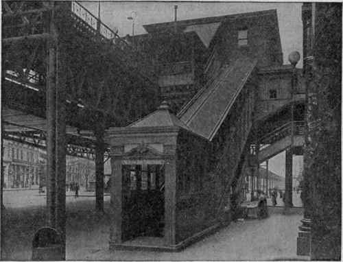 Escalator or Moving Stairway at Sixth Avenue and Thirty third Street Station of Elevated Railway, New York City