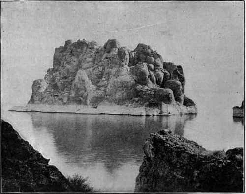 Island of calcareous tufa, Pyramid Lake, Nevada. (U. S. G. S).