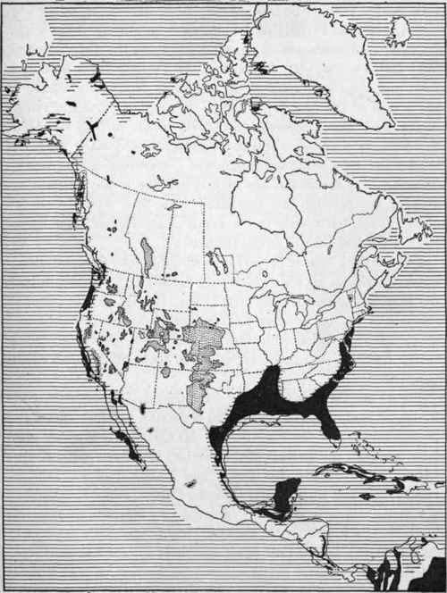 Map of North America in the Tertiary period.