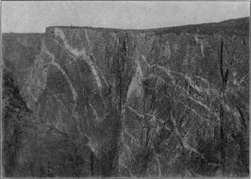 Veins of granite in cliff, near Gunnison, Col. (U. S. G. S).